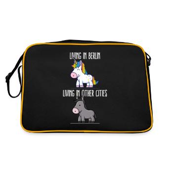 Living In Berlin Pride Germany Unicorn Love Ha - Retro Bag - black/gold - Back