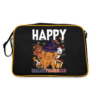 Hallothanksmas Teckel Halloween Noël - Sac Retro - noir/or - Dos