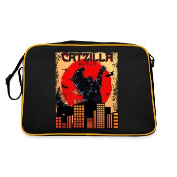 Catzilla Coucher de soleil japonais drôle Japon - Sac Retro - noir/or - Dos