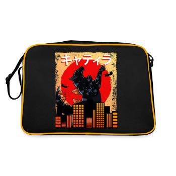 Catzilla Coucher de soleil japonais drôle Japon - Sac Retro - noir/or - Dos
