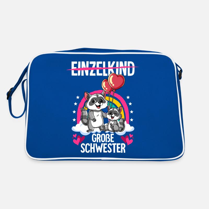 Ich werde Große Schwester Waschbär Retro Tasche