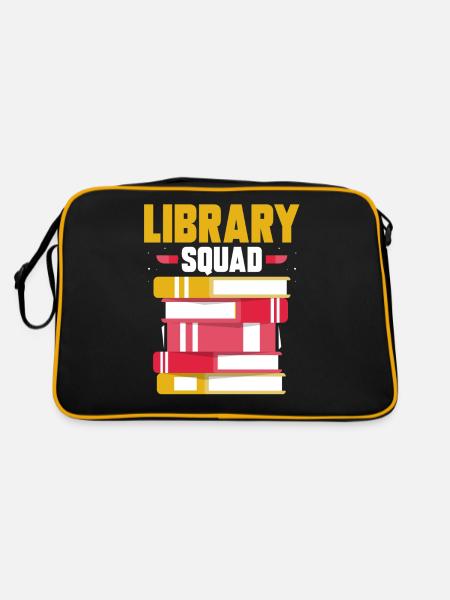 Bibliothek Team Bücher Liebhaber Bibliothekar - Retro Tasche - Schwarz/Gold - Hinten