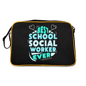 Meilleur travailleur social scolaire de tous les temps - Sac Retro - noir/or - Dos