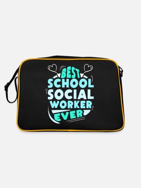 Meilleur travailleur social scolaire de tous les temps - Sac Retro - noir/or - Dos