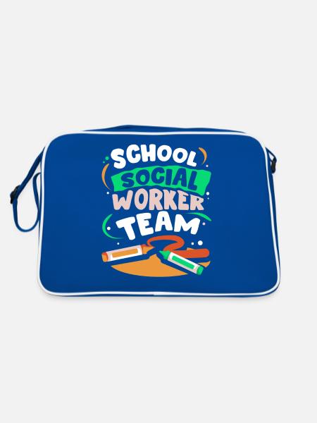 Équipe de travailleurs sociaux en milieu scolaire École de travail social - Sac Retro - bleu/blanc - Dos