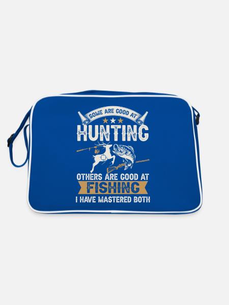 und Jagd Bogenjagd Angeln Geweih - Retro Tasche - Blau/Weiß - Hinten