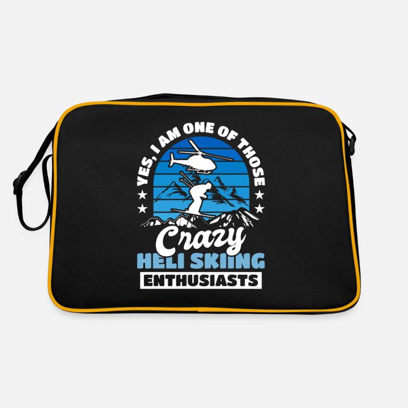 Heliskiing Heli Ski Skifahrer - Retro Tasche - Schwarz/Gold