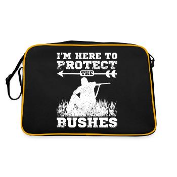 Funny Hunting protect the bushes - Retro Tasche - Schwarz/Gold - Hinten