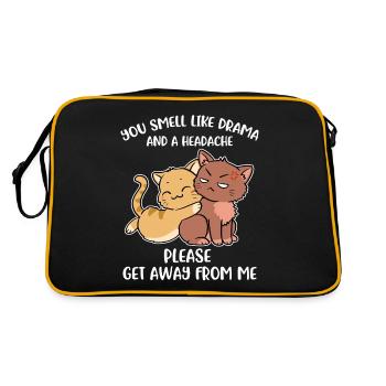 You smell like drama and a headache cat gift - Retro Bag - black/gold - Back