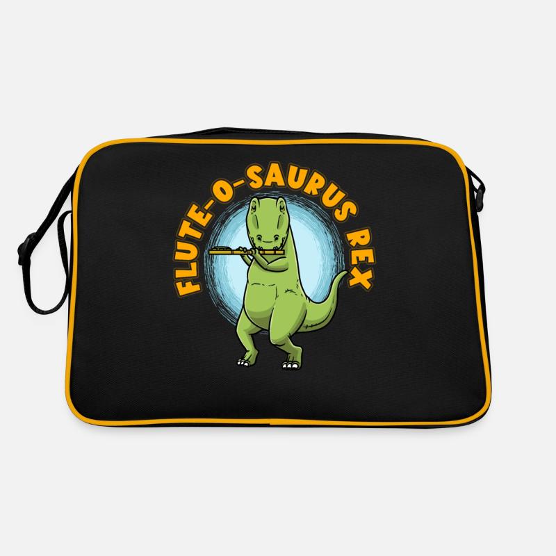 Flute-o-saurus Rex T-Rex Dinosaurier Querflöte Retro Tasche