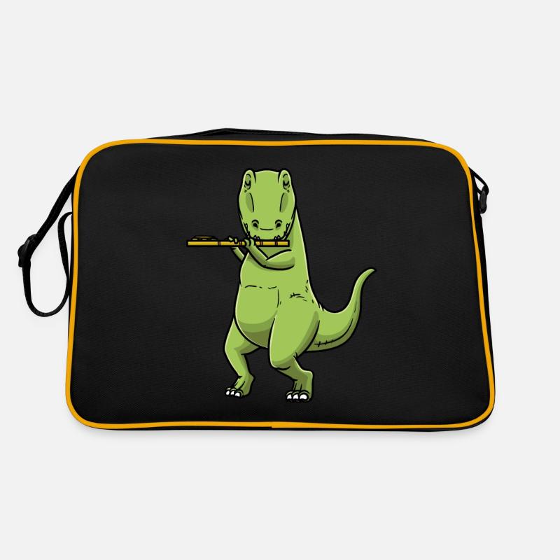T-Rex Dinosaurier Querflöte Musiker Orchester Retro Tasche