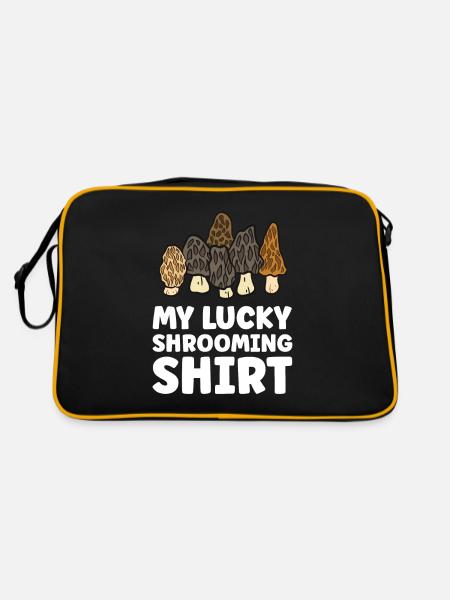 Morchelpilzjagd My Lucky Shrooming - Retro Tasche - Schwarz/Gold - Hinten