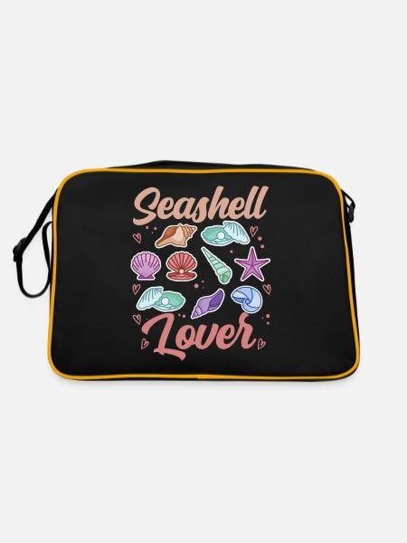 Shell Lover Shells Collecting Shell Collector - Retro Bag - black/gold - Back