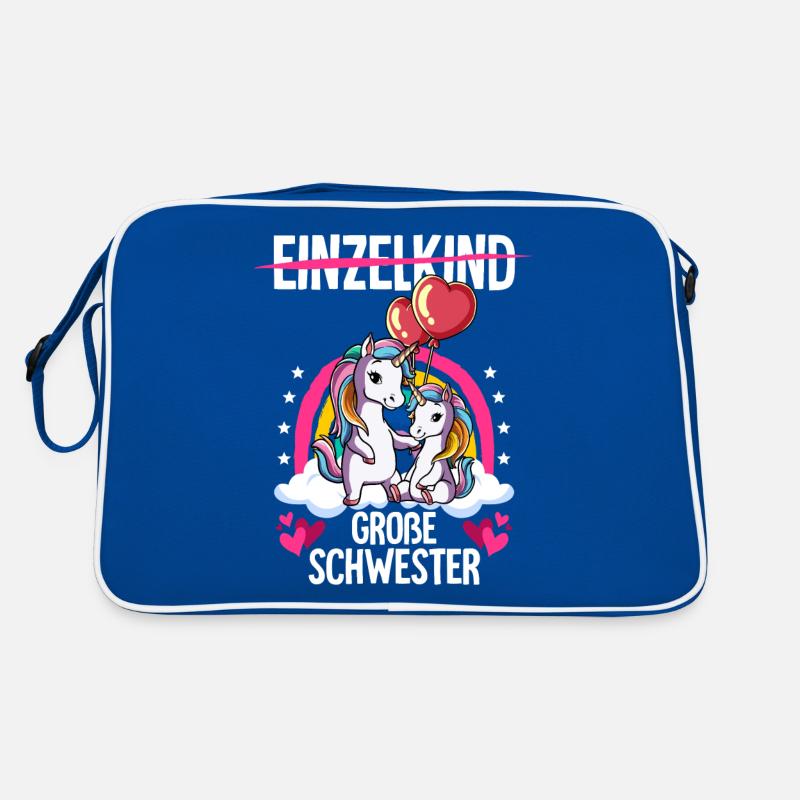 Ich werde Große Schwester Einhorn Retro Tasche