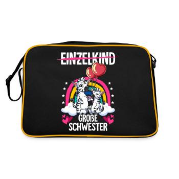 Ich werde Große Schwester Zebra - Retro Tasche - Schwarz/Gold - Hinten