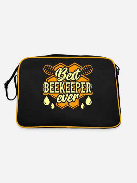 Bester Imker Aller Zeiten Biene Imkerei Imkern - Retro Tasche - Schwarz/Gold - Hinten
