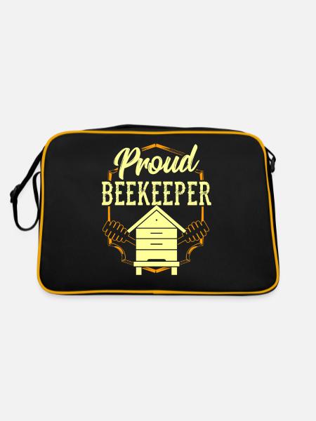 Proud Beekeeper Honey Bee Beekeeper Beekeeping - Retro Bag - black/gold - Back
