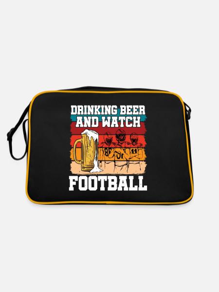 Drinking Beer And Watch Football - Retro Tasche - Schwarz/Gold - Hinten