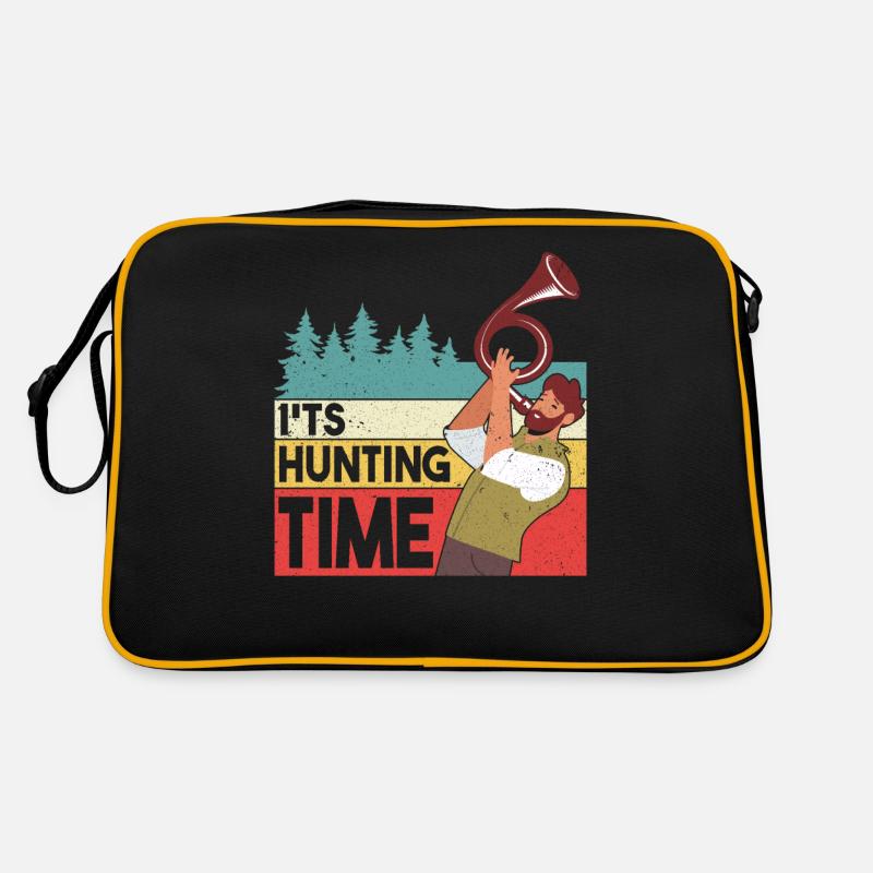 fun hunting time with hunting horn in nature Retro Bag