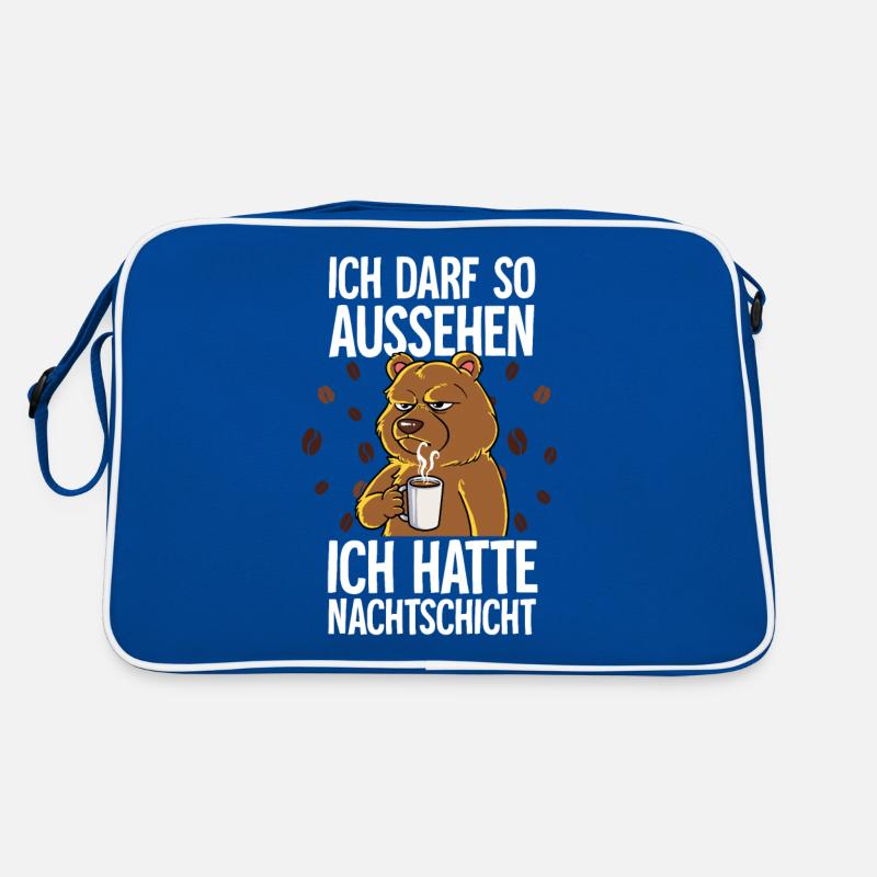 Ich Hatte Nachtschicht Kaffee Bär Retro Tasche