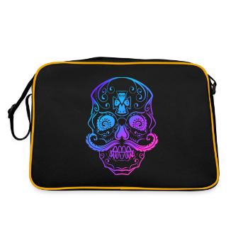 Cinco De Mayo Stylized Sugar Skull Day Of The Dead - Retro Tasche - Schwarz/Gold - Hinten