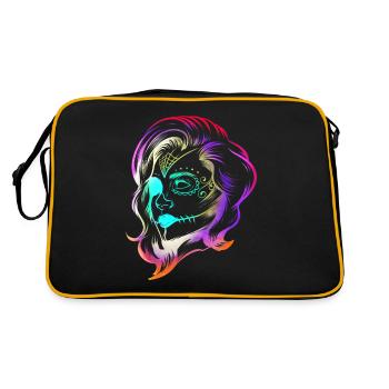Colorful Stylized Female Calaveras Makeup Day Of - Retro Tasche - Schwarz/Gold - Hinten