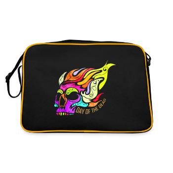 Crâne flamboyant coloré pour le jour des morts - Sac Retro - noir/or - Dos