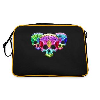 Three Colorful Gradient Sugar Skull Day Of The - Retro Bag - black/gold - Back