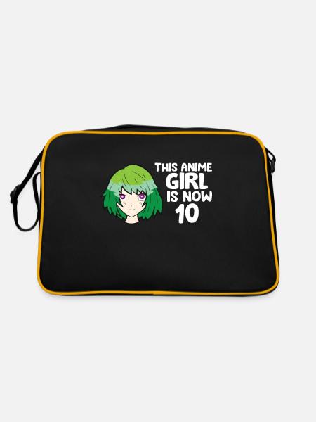 Dieses Anime Mädchen ist jetzt 10 Jahre alt Anime - Retro Tasche - Schwarz/Gold - Hinten