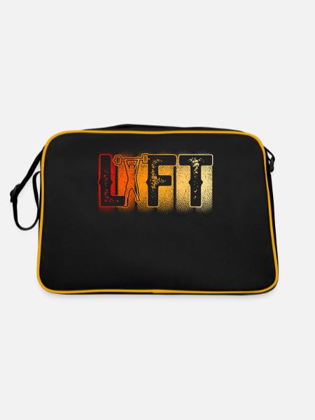 Lift Workout Gewichtheben Gym Gewichtheber - Retro Tasche - Schwarz/Gold - Hinten
