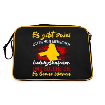 Es Gibt Zwei Arten Von Menschen Ludwigshafener - Retro Tasche - Schwarz/Gold - Hinten