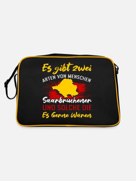 Es Gibt Zwei Arten Von Menschen Saarbrückener - Retro Tasche - Schwarz/Gold - Hinten