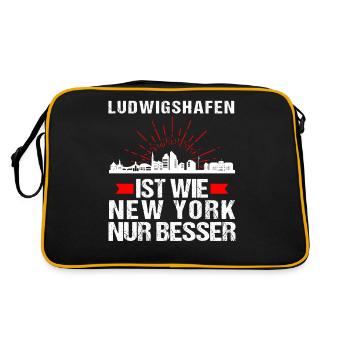 Ludwigshafen Ist Wie New York Nur Besser - Retro Tasche - Schwarz/Gold - Hinten