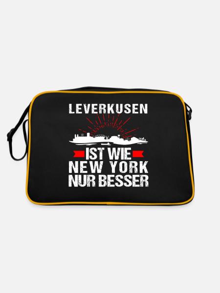 Leverkusen Ist Wie New York Nur Besser - Retro Tasche - Schwarz/Gold - Hinten