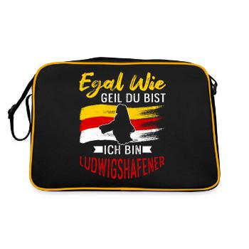 Egal Wie Geil Du Bist Ich Bin Ludwigshafener - Retro Tasche - Schwarz/Gold - Hinten