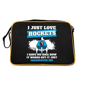 Raumschiff Wissenschaft Ich liebe einfach Raketen - Retro Tasche - Schwarz/Gold - Hinten