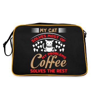 My cat solves most of my problems coffee solves - Retro Bag - black/gold - Back