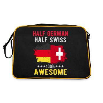 Halb Deutsch Halb Schweizer - Retro Tasche - Schwarz/Gold - Hinten