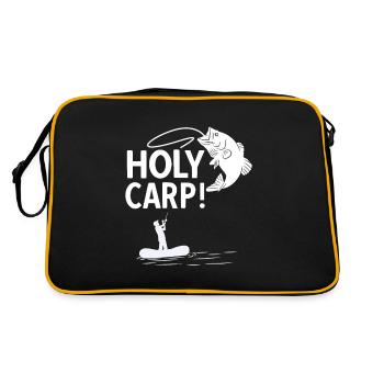 Angler Spruch zum Angeln Angel - Retro Tasche - Schwarz/Gold - Hinten