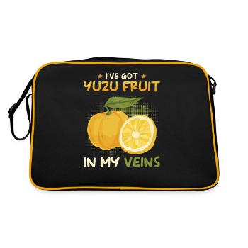 Yuzu Fruit Saying - Retro Bag - black/gold - Back
