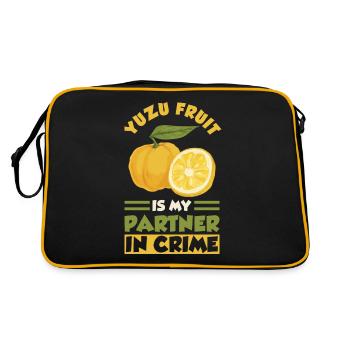 Yuzu Fruit Saying - Retro Bag - black/gold - Back
