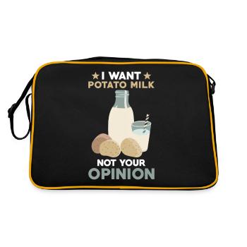 Kartoffel Milch Spruch Vegane Milch - Retro Tasche - Schwarz/Gold - Hinten