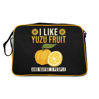 Yuzu Fruit Saying - Retro Bag - black/gold - Back