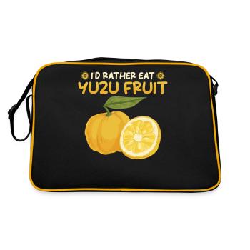 Yuzu Fruit Saying - Retro Bag - black/gold - Back
