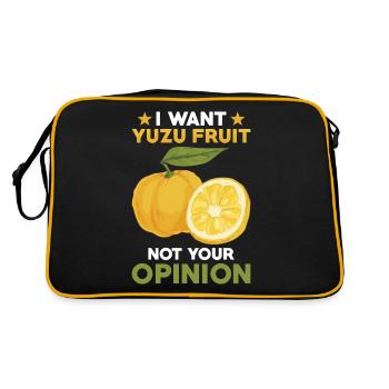 Yuzu Fruit Saying - Retro Bag - black/gold - Back