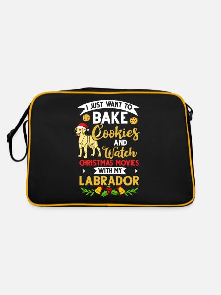Labrador Retriever Dog Puppy Owner Christmas - Retro Bag - black/gold - Back