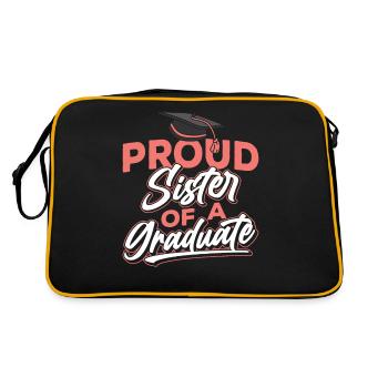Stolze Schwester Eines Absolventen Absolvent - Retro Tasche - Schwarz/Gold - Hinten
