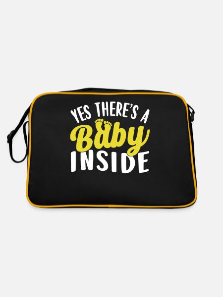 Ja Da Ist Ein Baby Drin Süß Baby Inside Schwanger - Retro Tasche - Schwarz/Gold - Hinten