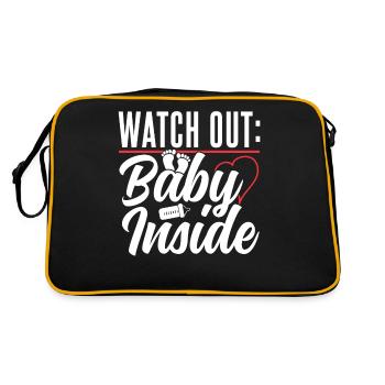 Attention! Baby Inside Baby Inside Pregnant Cute - Retro Bag - black/gold - Back