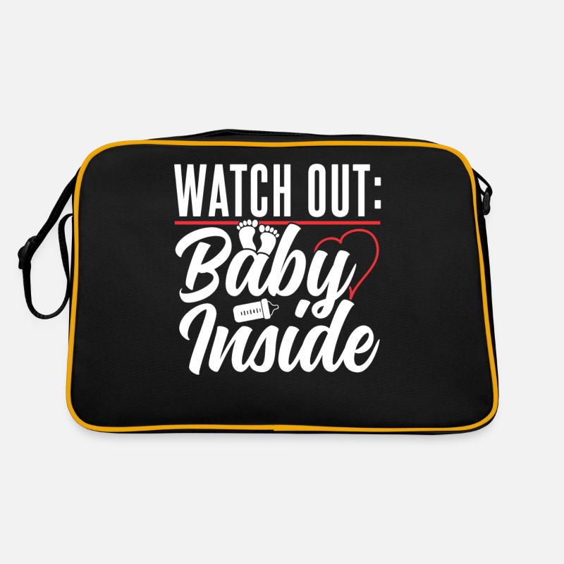 Attention! Bébé à l’intérieur de bébé à l’intérieur d’une grossesse mignon Sac Retro